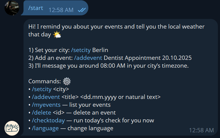 Weather Event Bot